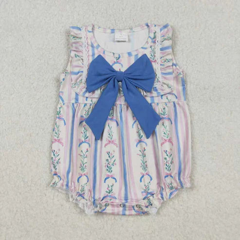 10.31 Sibling Bows Baby Girls Flowers Bows Stripes Tunic Ruffle Shorts Clothes Ruffle Rompers