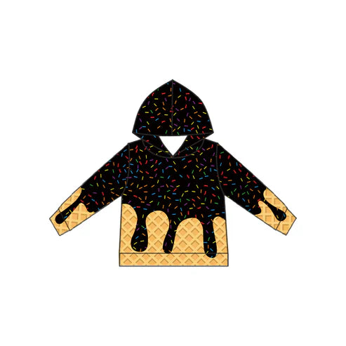 8.14 BT1323 Baby Boys Black Drip Team Hoodies Top Preorder