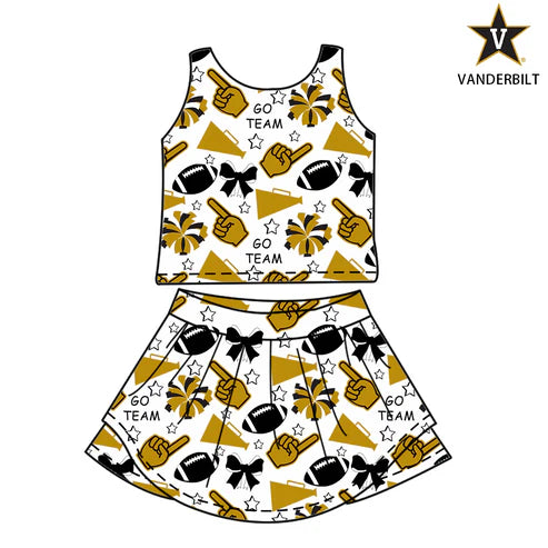 6.26 Custom Moq 3 Baby Girls Vanderbilt Team Sleeveless Top Skorts Sets