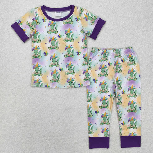 BSPO0547 Baby Boys Mardi Gras Crocodile Shirt Pants Pajamas Clothes Set