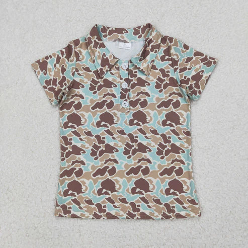 4.14  BT1212 Baby Boys Short Sleeves Button Khaki Camo Polo Shirts Tops