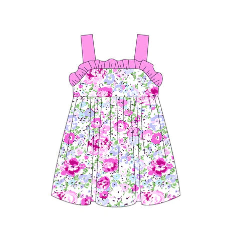 3.17 GSD2169 Baby Girls Pink Strap Floral Knee Length Dress Preorder