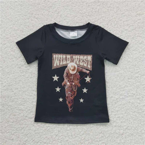 GT0152 Girls WILD WEST Riding Short Sleeve Top Black