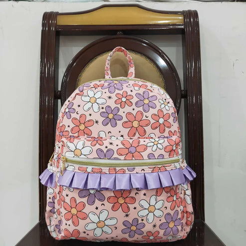 5.2 BA0240 Baby Kids Girls Pink Flowers Backpack Zip Back Bag