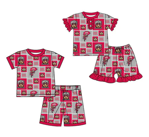 5.16 Custom Moq 3 Each Item Sibling Boys Baby Girls Football Team Ohio Clothes Sets