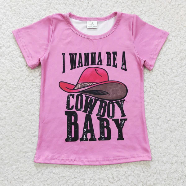GT0107 Girls Pink I Wanna Be a Cowboy Shirts