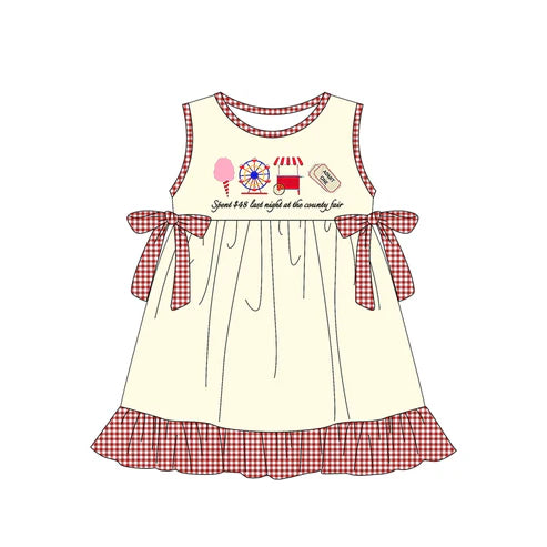 4.11 GSD2382 Baby Girls Red Plaid Sleeveless Ice Cream Store Knee Length Dresses Preorder