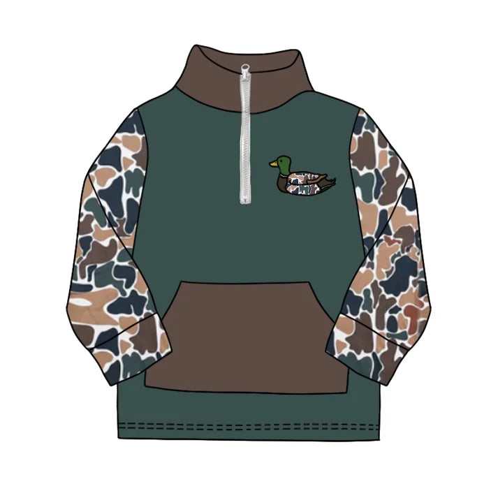 6.11 BT0927 Baby Boys Dark Green Camo Zip Duck Hunting Pullovers Tops Preorder