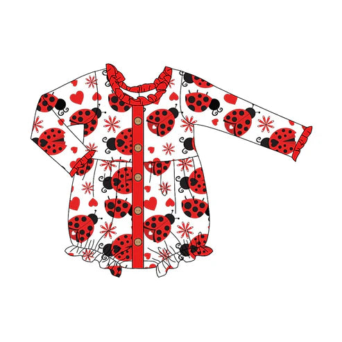 5.29 LR1980 Baby Infant Girls Lady Bugs Long Sleeve Rompers preorder