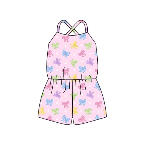 3.25 SR2967 Baby Girls Pink Strap Colorful Bows Jumpsuits Preorder