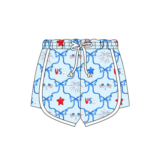 12.26 MOQ:5pcs SS0782 pre-order baby girl clothes flag print girl 4th of July summer shorts