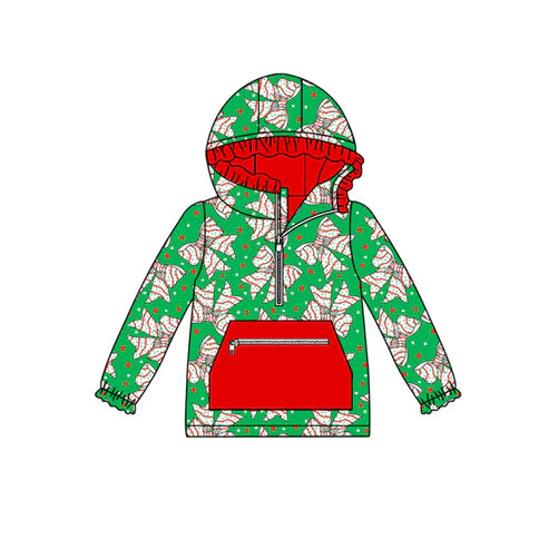 9.2 GT1194 Baby Girls Trees Bows Stars Christmas Pockets Zipper Hoodies Top Preorder