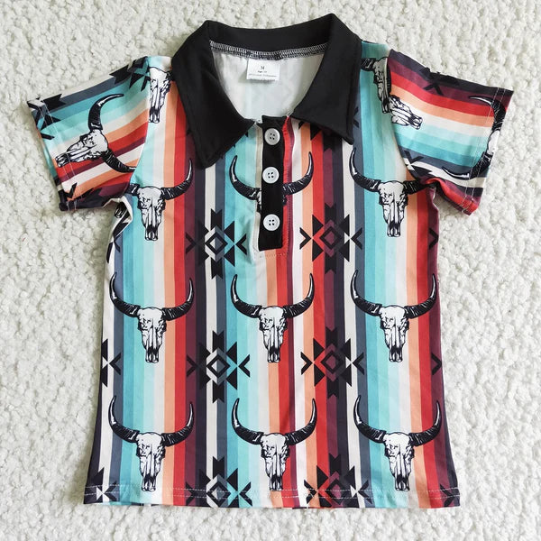 BT0022 Boys Colorful Striped Cow Shirts