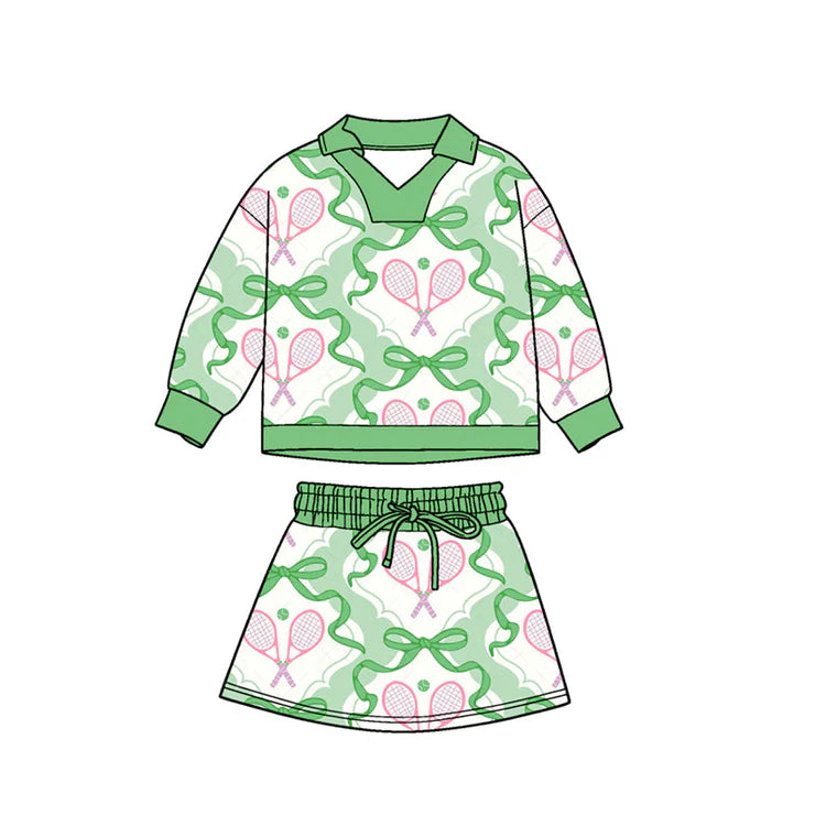11.7 MOQ:5pcs GLD1471 pre-order baby girl clothes tennis print toddler girl skirt outfit