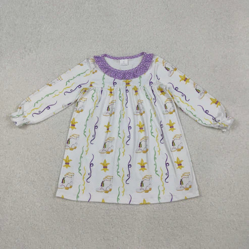 10.14 GLD0947 Baby Girls Mardi Gras Purple Knee Length Dress