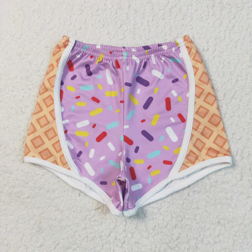 5.9 SS0572 Baby Girls Purple Ice-cream Drip Yoga Shorts Bottoms