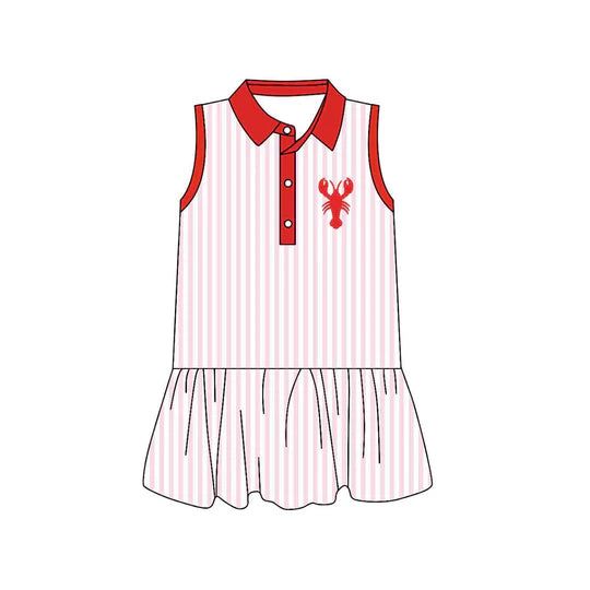 12.15 MOQ:5pcs GSD3386 pre-order toddler girl clothes crawfish print girl summer dress