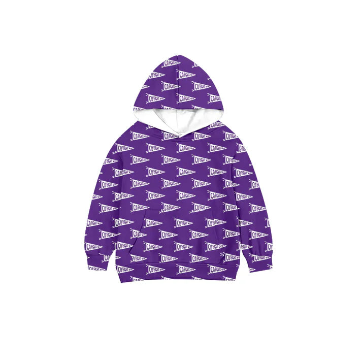 9.5 Custom Moq 5 Baby Boys Go Fight With Purple Team Cheer Hooded Pullovers Tops