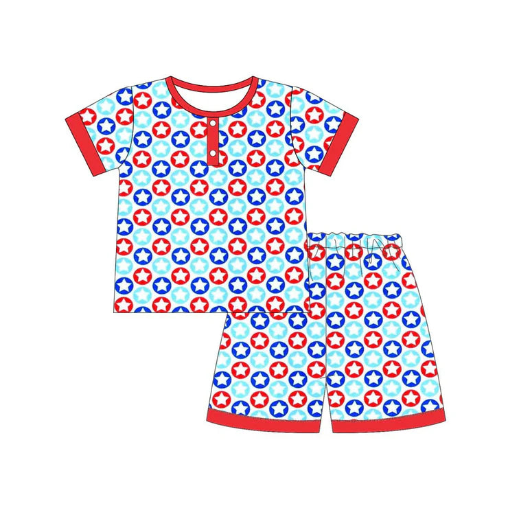 11.28 MOQ:5pcs BSSO1735 pre-order baby boy clothes star toddler boy 4th of July summer outfit