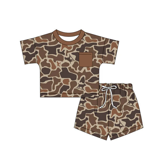 12.22 MOQ:5pcs BSSO1791 pre-order baby boy clothes camo print toddler boy summer outfit