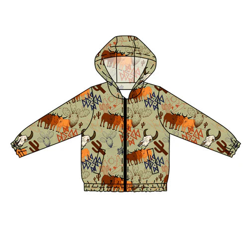 6.10 Custom Moq 3 Baby Boys Western Cows Hooded Cardigan Jackets Tops