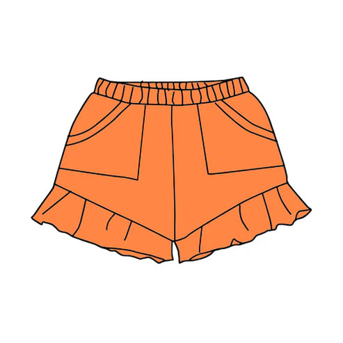 4.16 SS0564 Baby Girls Orange Pockets Summer Cotton Ruffle Short Bottoms Preorder