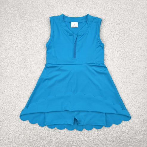 5.5 GSD2090 Baby Girls Blue Yoga Zip Active Wear Skort Knee Length Dress