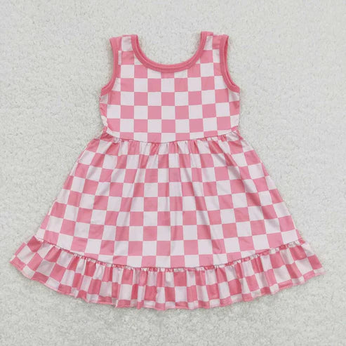 L-3.8 Sibling Baby Girls Sleeveless Ruffle Knee Length Summer Dresses