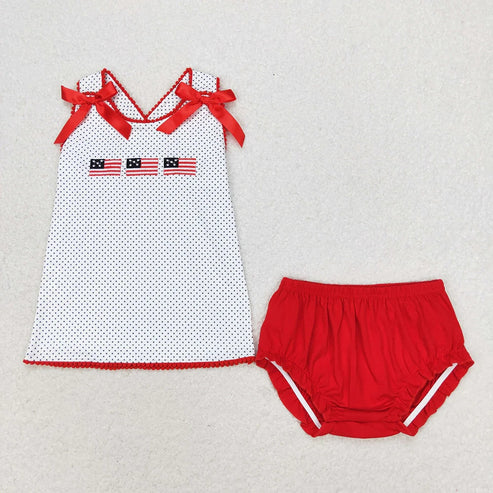 4.29 Sibling Baby Girls 4th Of July Flags Top Bummie Shorts Outfits
