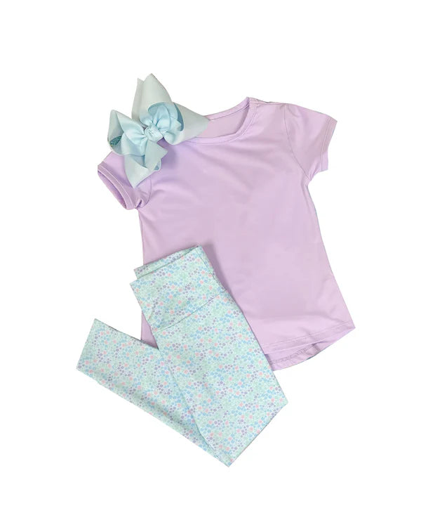 8.28 GSPO2067 Baby Girls Lavender Short Sleeve Top Legging Pant Yoga Set Preorder