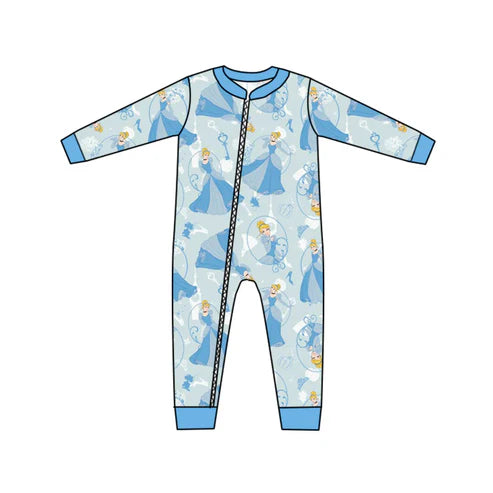 6.23 Custom Moq 3 Baby Girls Long Sleeve Princess 1 Zip Rompers