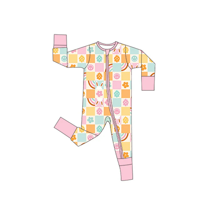 11.11 MOQ:5pcs LR2892 pre-order baby girl clothes smile girl easter romper