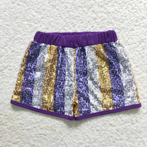 6.9 Sibling Baby Girls Colorful Stripe Sequin Shorts Bottoms