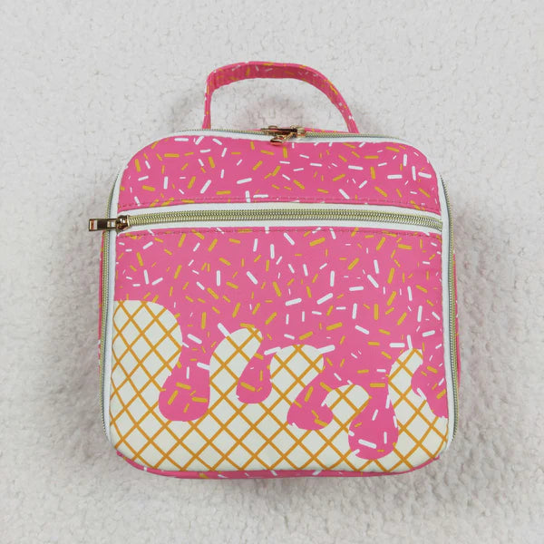 5.27 Sibling Pink Ice Cream Drip Zipper Gym Bags Lunch Box