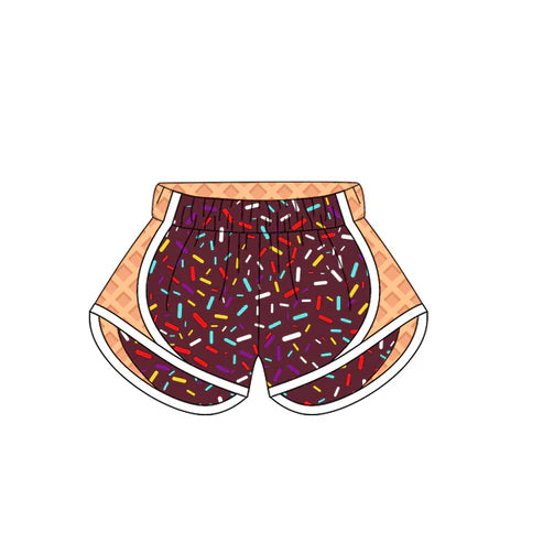 4.17 SS0577 Adult Women Brown Ice-cream Drip Yoga Shorts Bottoms Preorder