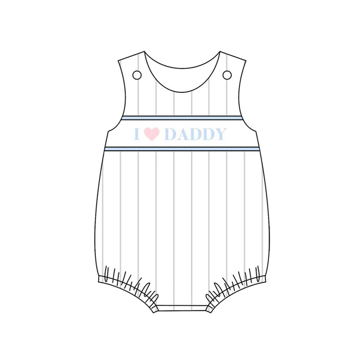 3.23 SR2947 Baby Infant Boys Sleeveless I LOVE DADDY Stripe Rompers Preorder