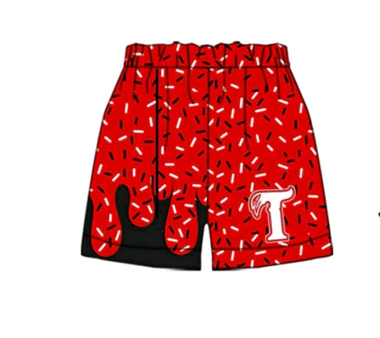 7.9 Custom Moq 3 Baby Boys Red T Drips Team Shorts Bottom