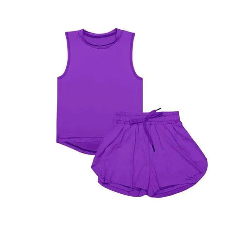 4.21 GSSO2573 Baby Girls Purple Sleeveless Top Skort Yoga Set Preorder