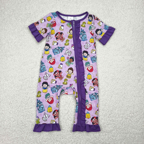 5.3 SR2870 Baby Infant Girls Cartoon Princess Zip Romper