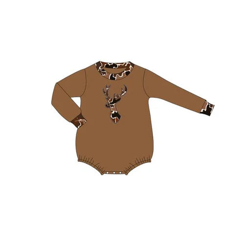 6.7 LR2260 Baby Kids Brown Long Sleeves Camo Deer Western Rompers Preorder