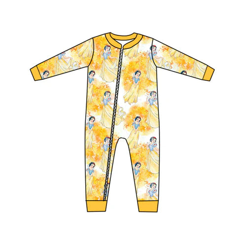 6.24 Custom Moq 3 Baby Girls Long Sleeve Princess 11 Zip Rompers