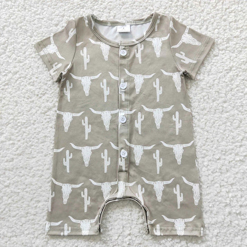 4.19 Sibling Baby Boys Western Buttons Summer Rompers