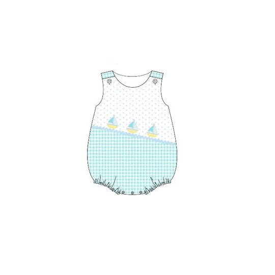 12.15 MOQ:5pcs SR3754 pre-order baby girl clothes sailing boat print toddler girl summer bubble
