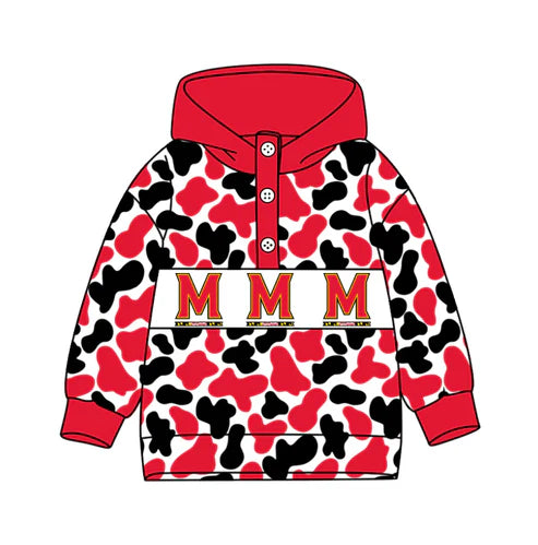 10.16 Custom Moq 8 Baby Boys Peach Black Camo M Team Button Hoodies Top