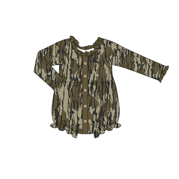5.29 LR1977 Baby Infant Girls Bottomland Camo Ruffle Buttons Rompers preorder