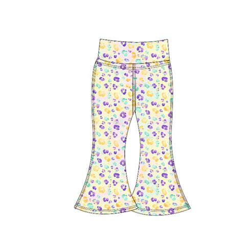 10.28 P0937 Baby Girls Mardigras Leopard Yoga Bell Bottom Pants Preorder