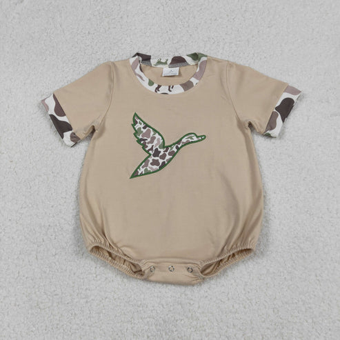 12.27 RTS NO MOQ(In Stock) SR3491 Embroidered Duck Camouflage Short-Sleeve Jumpsuit