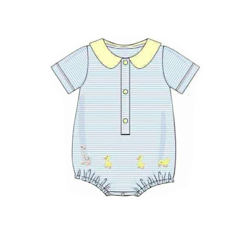 10.30 SR3418 Baby Boys Stripe Gooses Ducks Button Rompers Preorder