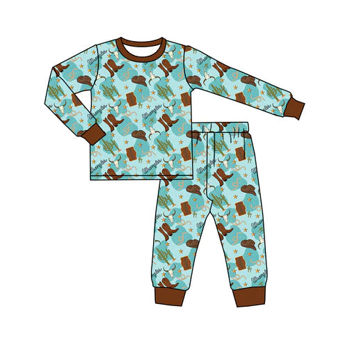 5.24 BLP0928 Baby Boys Western Boots Cactus Top Pants Pajamas Clothes Sets Preorder