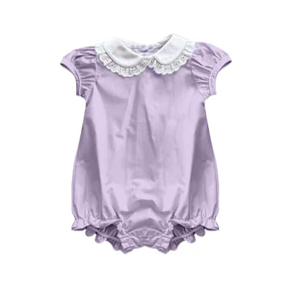 10.24 SR3326 Baby Girls Purple Collar Ruffle Rompers Preorder